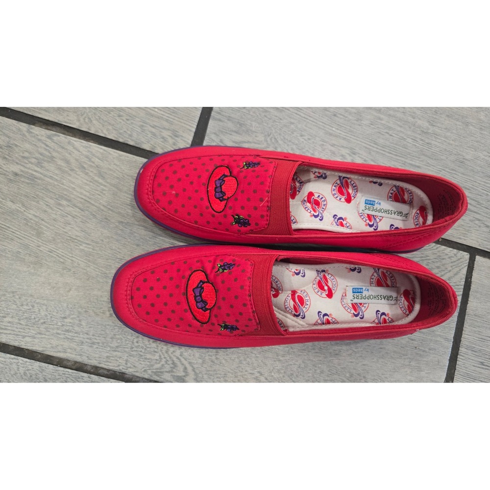 Grasshoppers Red Hat Society Keds Slip On Loafers Red Polka Dot Shoes Womens 7M
